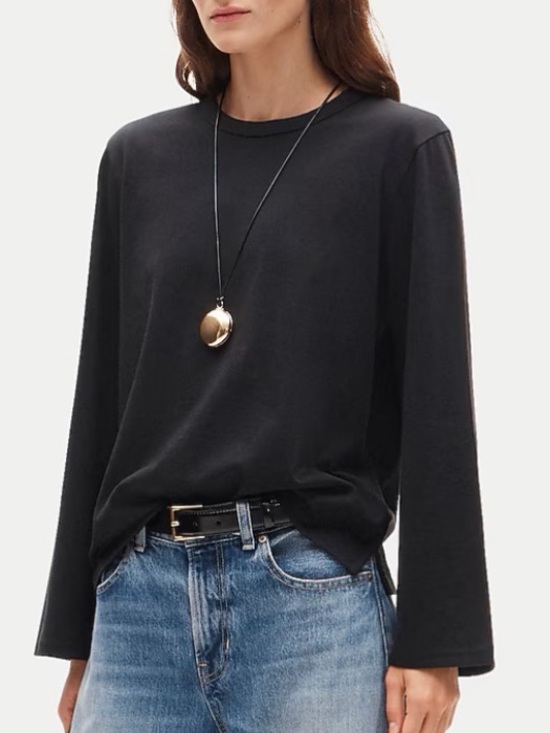 J. Crew Tops - J.Crew Boyfriend Jersey Relaxed Long-Sleeve T-Shirt Black M NWT
